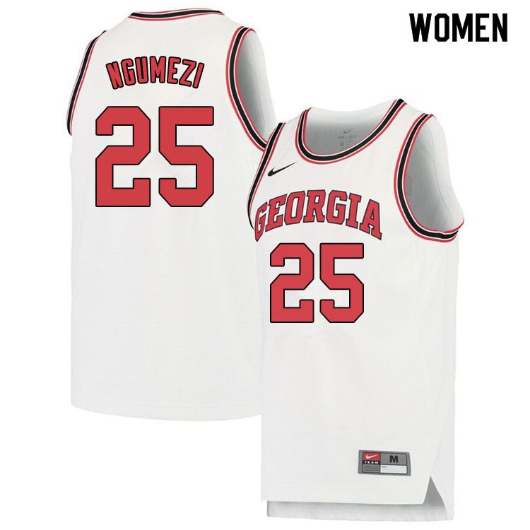 Women #25 Amanze Ngumezi Georgina Bulldogs College Basketball Jerseys Sale-White